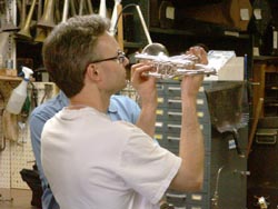 Robb Stewart inspecting cornet